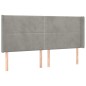 vidaXL Cama box spring colchón y LED terciopelo gris claro 160x200 cm vidaXL Cama box spring colchón y LED terciopelo gris claro 160x200 cm