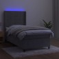 vidaXL Cama box spring colchón y LED terciopelo gris claro 100x200 cm vidaXL Cama box spring colchón y LED terciopelo gris claro 100x200 cm
