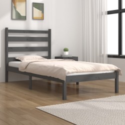 vidaXL Estructura de cama de madera maciza de pino gris 100x200 cm