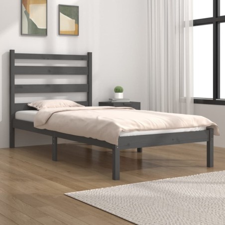 vidaXL Estructura de cama de madera maciza de pino gris 100x200 cm