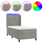 vidaXL Cama box spring colchón y LED terciopelo gris claro 90x200 cm