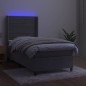 vidaXL Cama box spring colchón y LED terciopelo gris claro 90x200 cm