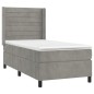 vidaXL Cama box spring colchón y LED terciopelo gris claro 90x200 cm