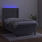 vidaXL Cama box spring colchón y LED terciopelo gris claro 90x190 cm vidaXL Cama box spring colchón y LED terciopelo gris claro 90x190 cm