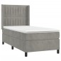 vidaXL Cama box spring colchón y LED terciopelo gris claro 90x190 cm vidaXL Cama box spring colchón y LED terciopelo gris claro 90x190 cm