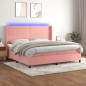 vidaXL Cama box spring colchón y LED terciopelo rosa 200x200 cm vidaXL Cama box spring colchón y LED terciopelo rosa 200x200 cm