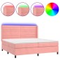 vidaXL Cama box spring colchón y LED terciopelo rosa 200x200 cm vidaXL Cama box spring colchón y LED terciopelo rosa 200x200 cm