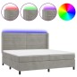 vidaXL Cama box spring colchón y LED terciopelo gris claro 200x200 cm vidaXL Cama box spring colchón y LED terciopelo gris claro 200x200 cm