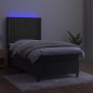 vidaXL Cama box spring colchón y LED terciopelo gris oscuro 90x200 cm vidaXL Cama box spring colchón y LED terciopelo gris oscuro 90x200 cm