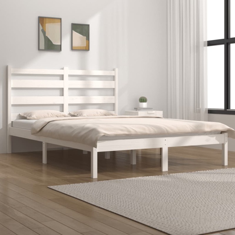 vidaXL Estructura de cama de madera maciza de pino blanca 140x200 cm