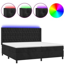vidaXL Cama box spring colchón y LED terciopelo negro 200x200 cm