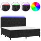 vidaXL Cama box spring colchón y LED terciopelo negro 200x200 cm