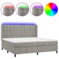 vidaXL Cama box spring colchón y LED terciopelo gris claro 200x200 cm vidaXL Cama box spring colchón y LED terciopelo gris claro 200x200 cm
