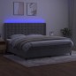 vidaXL Cama box spring colchón y LED terciopelo gris claro 200x200 cm vidaXL Cama box spring colchón y LED terciopelo gris claro 200x200 cm