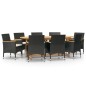 vidaXL Juego de comedor de jardín 9 piezas con cojines negro vidaXL Juego de comedor de jardín 9 piezas con cojines negro
