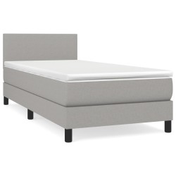 vidaXL Cama box spring con colchón tela gris claro 80x200 cm