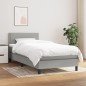 vidaXL Cama box spring con colchón tela gris claro 90x200 cm