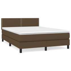 vidaXL Cama box spring con colchón tela marrón oscuro 140x190 cm