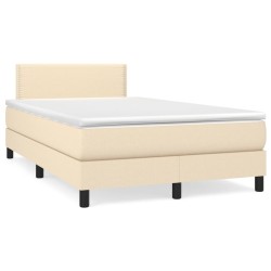 vidaXL Cama box spring con colchón tela color crema 120x200 cm