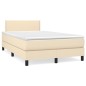 vidaXL Cama box spring con colchón tela color crema 120x200 cm