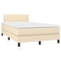 vidaXL Cama box spring con colchón tela color crema 120x200 cm