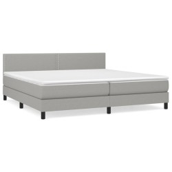 vidaXL Cama box spring con colchón tela gris claro 200x200 cm
