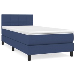 vidaXL Cama box spring con colchón tela azul 80x200 cm
