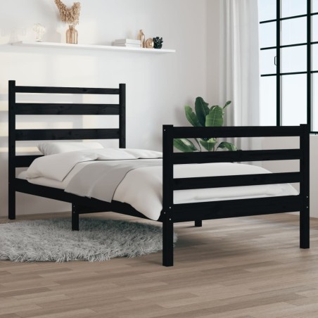 vidaXL Estructura de cama madera maciza de pino negra 100x200 cm