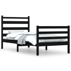 vidaXL Estructura de cama madera maciza de pino negra 100x200 cm