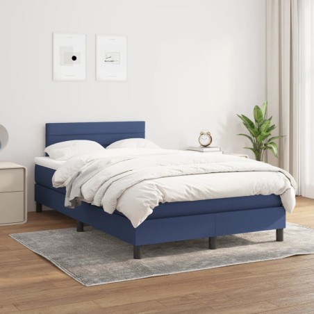 vidaXL Cama box spring con colchón tela azul 120x200 cm