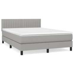 vidaXL Cama box spring con colchón tela gris claro 140x190 cm