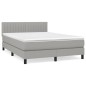 vidaXL Cama box spring con colchón tela gris claro 140x190 cm vidaXL Cama box spring con colchón tela gris claro 140x190 cm