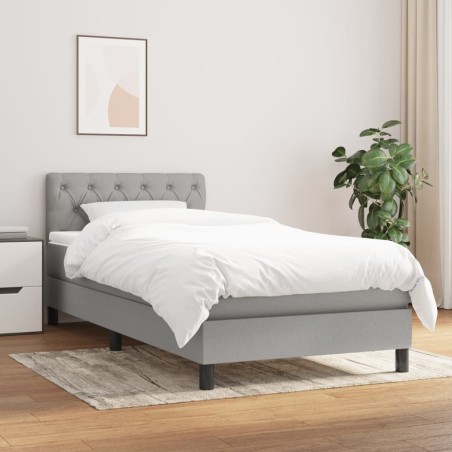 vidaXL Cama box spring con colchón tela gris claro 80x200 cm