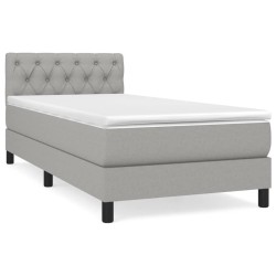 vidaXL Cama box spring con colchón tela gris claro 80x200 cm