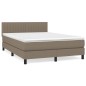 vidaXL Cama box spring con colchón tela gris taupe 140x200 cm