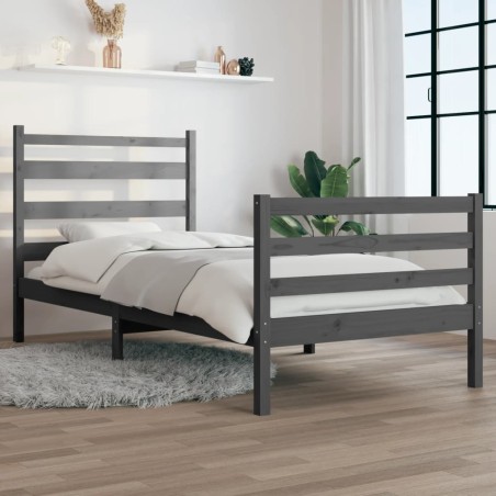 vidaXL Estructura de cama de madera maciza de pino gris 100x200 cm