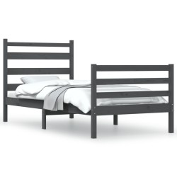 vidaXL Estructura de cama de madera maciza de pino gris 100x200 cm
