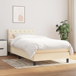 vidaXL Cama box spring con colchón tela color crema 80x200 cm 