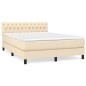 vidaXL Cama box spring con colchón tela color crema 140x190 cm