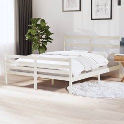 vidaXL Estructura de cama matrimonial madera de pino blanca 135x190 cm