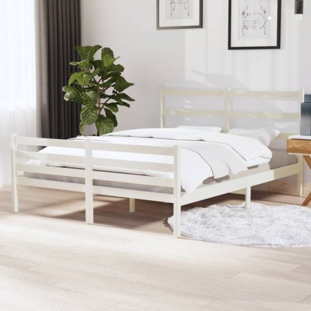 vidaXL Estructura de cama matrimonial madera de pino blanca 135x190 cm