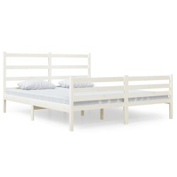 vidaXL Estructura de cama matrimonial madera de pino blanca 135x190 cm