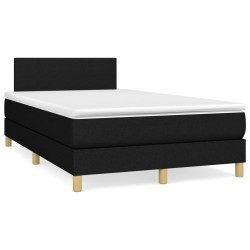 vidaXL Cama box spring con colchón tela negro 120x200 cm