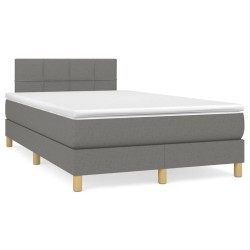 vidaXL Cama box spring con colchón tela gris oscuro 120x200 cm