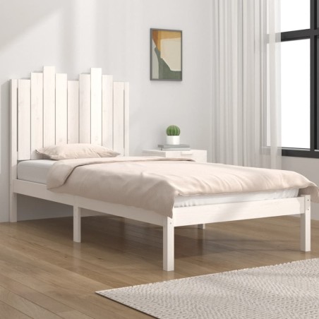 vidaXL Estructura de cama individual madera maciza blanco 75x190 cm