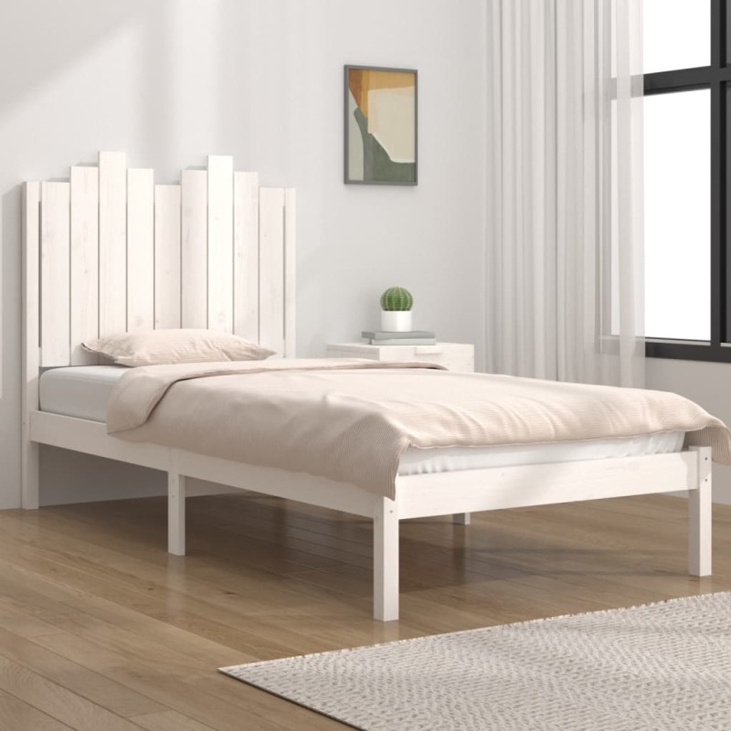 vidaXL Estructura de cama madera maciza de pino blanco 90x200 cm