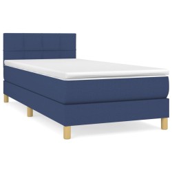 vidaXL Cama box spring con colchón tela azul 100x200 cm