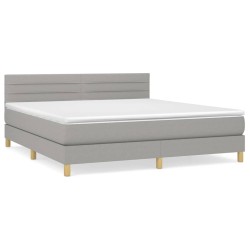 vidaXL Cama box spring con colchón tela gris claro 180x200 cm