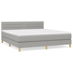 vidaXL Cama box spring con colchón tela gris claro 160x200 cm