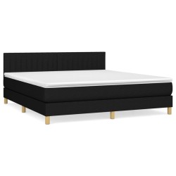 vidaXL Cama box spring con colchón tela negro 160x200 cm